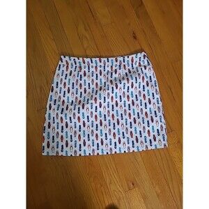 Jessica Riley Skort Sz M White Flip Flops Print Golf Pickleball Tennis Pull-On